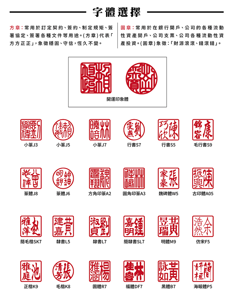 臍帶章字體選擇