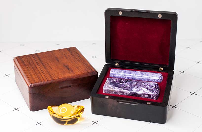 頂級檀木印章盒,紫龍晶,新北